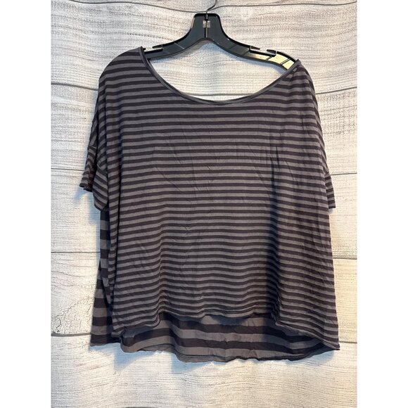 Joie Striped Gray & Black Oversized Top With Asymmetrical Hem Size L - Picture 1 of 3
